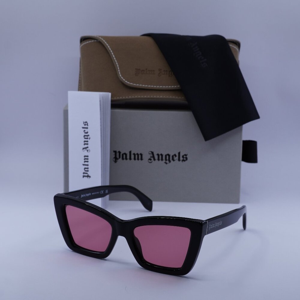 Palm Angels PERI091 ROSEVILLE 1021 Cat Eye Sunglasses - Black/Peach
